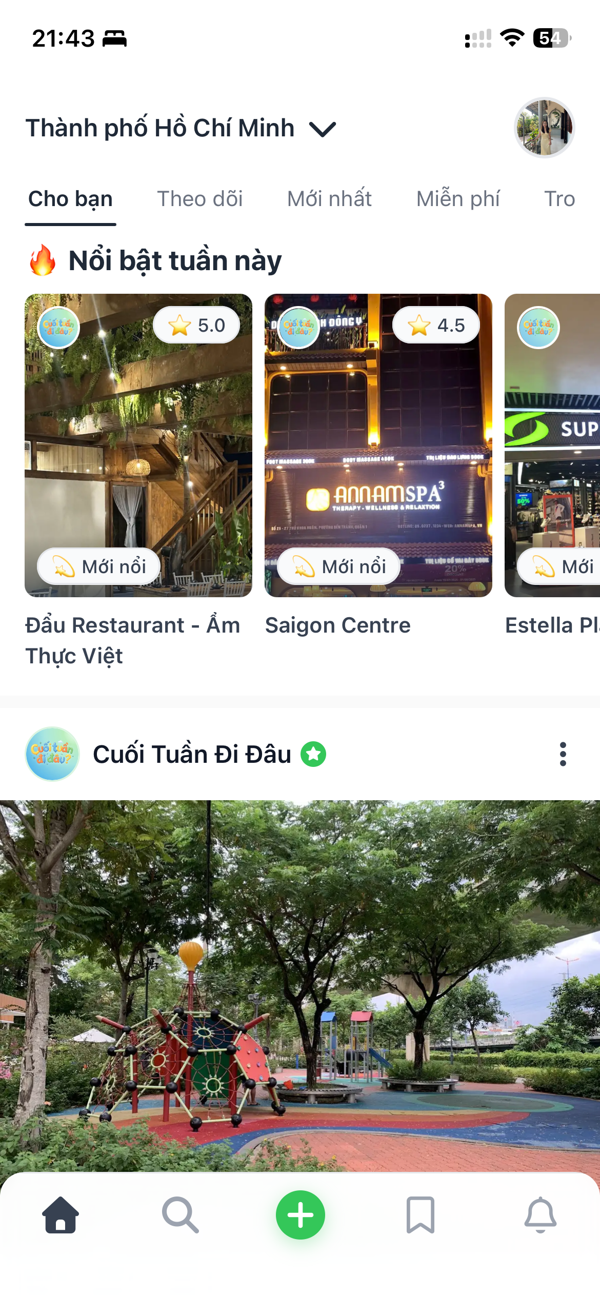 Màn hình Nhật ký của ứng dụng Cuối Tuần Đi Đâu